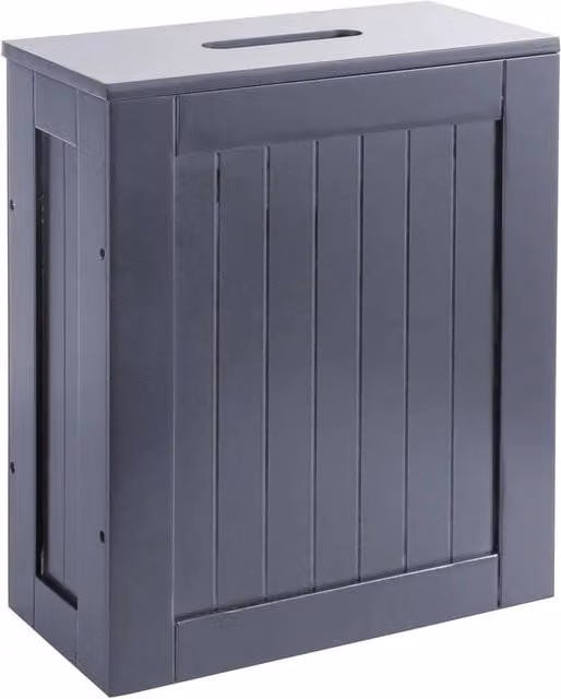 FORGEVIO Slim Grey Bathroom Storage Cabinet and Toilet Roll Holder, W/D/H: 14.0 x 28.0 x 34.5 cm