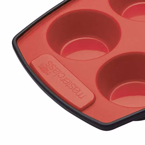 MasterClass Silicone 6-Hole Muffin Tray, Red and Black, W: 30 cm x D: 18 cm – 2
