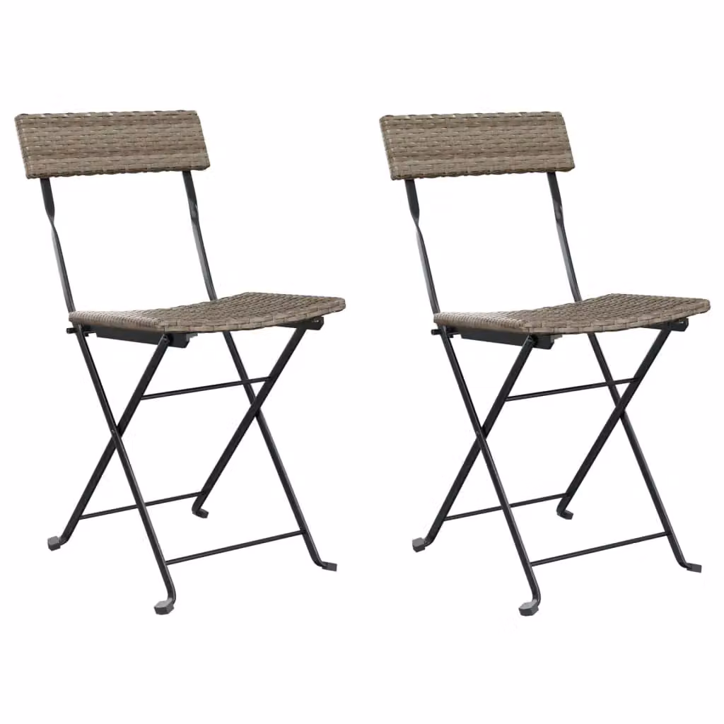 Berkfield Home Folding Bistro Chairs, Set of 2, Grey Poly Rattan and Steel – 2