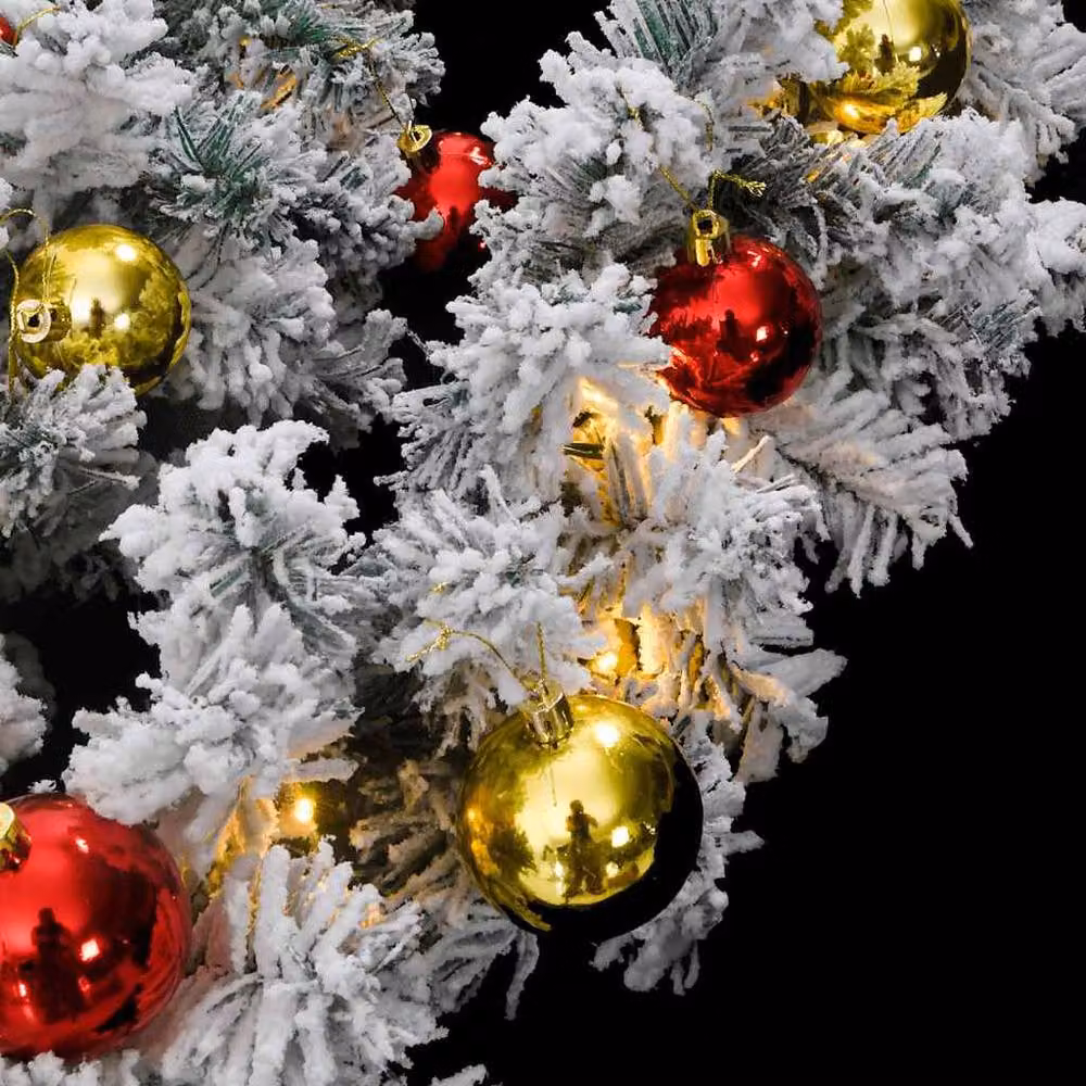 Berkfield Home Christmas Garland with Baubles and Warm White LED Lights, Green PVC, 10 m – 4