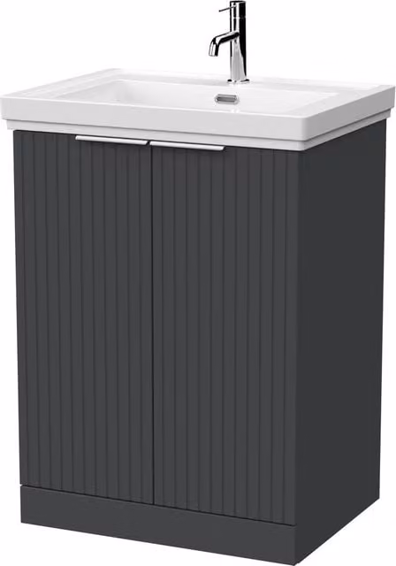 Balterley Callingwood 2 Door Vanity Unit and 1TH Fireclay Basin, Dark Grey, Width: 60 cm – 1