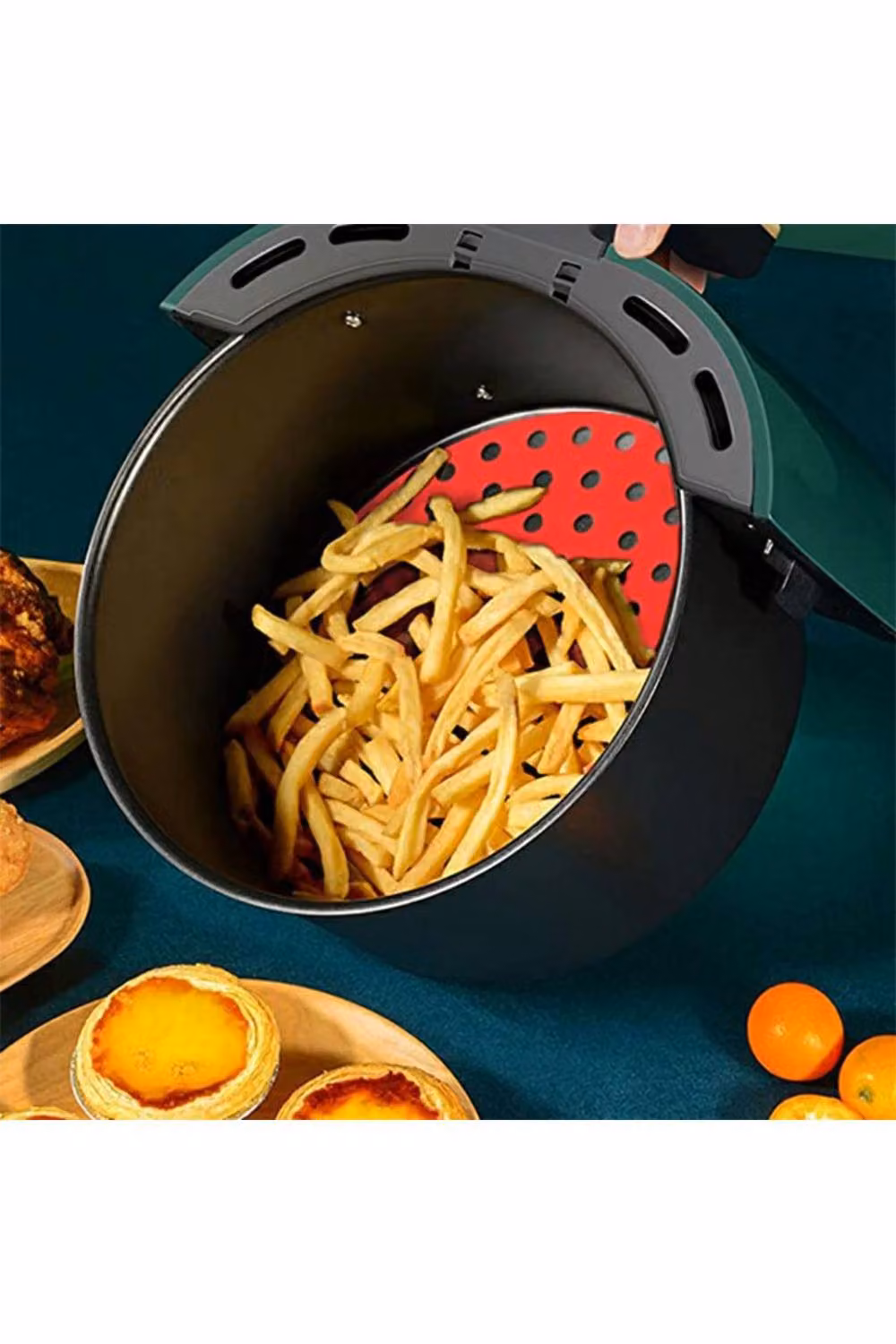 KDMD Red Non-Stick Reusable Silicone Air Fryer Liner Mat, Diameter: 20.32 cm – 5