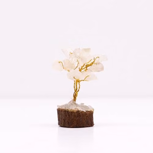 Thunder Tribes KDMD Mini Crystal Energy Tree with Rock Quartz Stones and White Wood Base – 1
