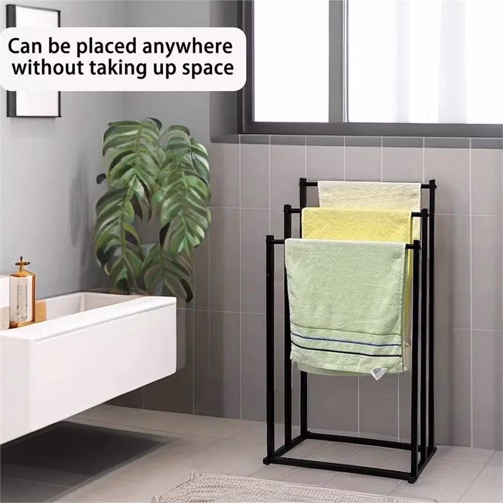 Nordara Black 3 Tier Freestanding Metal Towel Rail Storage Unit, W: 44.0 cm, D: 86.0 cm, H: 86.0 cm – 4