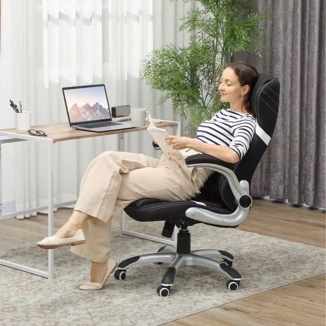 Vinsetto Black Fabric Executive Office Chair with Armrests and Castors