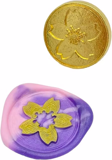 Syntego Gold Flower Wax Stamp Head in Brass Metal