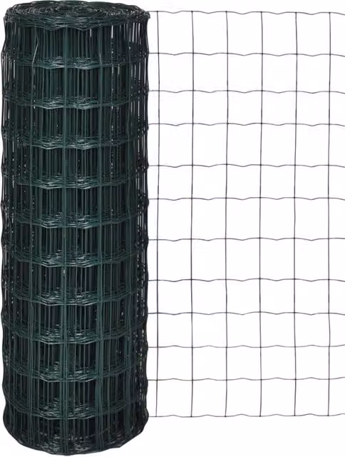 Berkfield Home Euro Fence Green PVC-Coated Steel Fencing, W: 25 m, H: 0.8 m – 1
