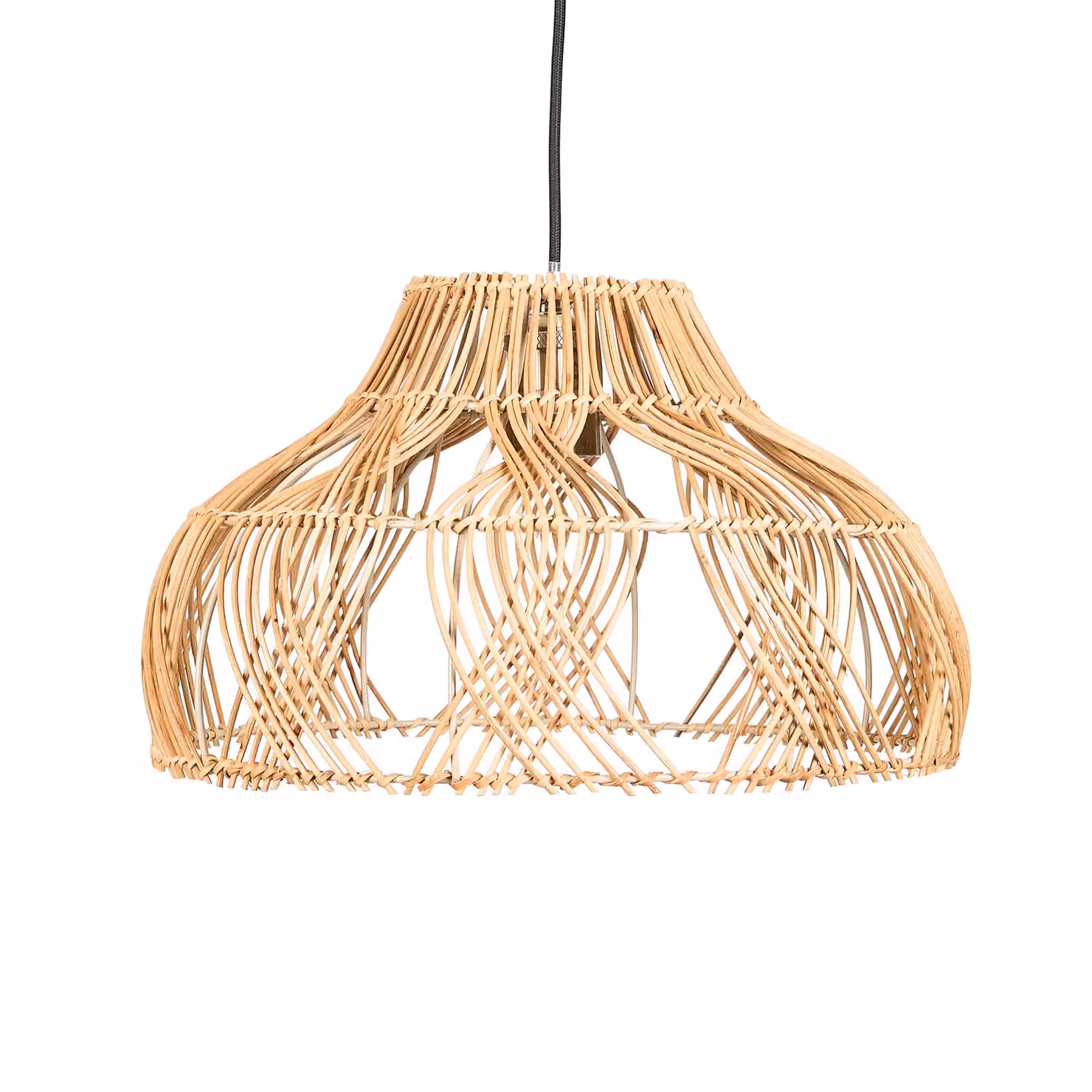 Dibor Woven Rattan Boho Pendant Ceiling Light Shade in Beige and Sand, H: 22 cm, D: 40 cm – 2