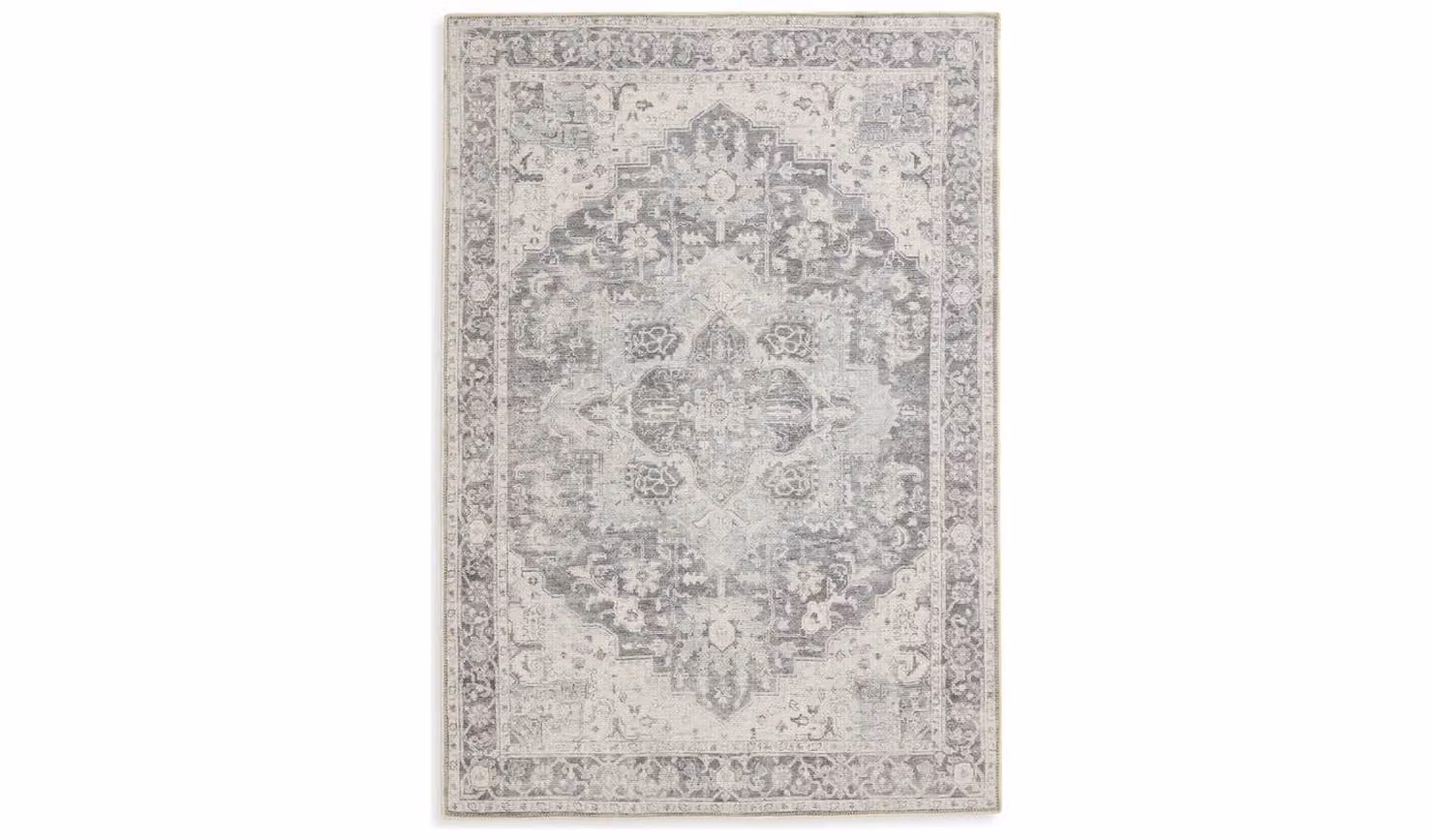 TR Grey Vintage Effect Flatweave Rectangular Rug W: 160 cm, L: 230 cm