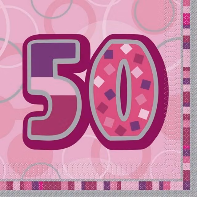 Unique Party Pink Glitz Paper Napkins for Adults, Pink