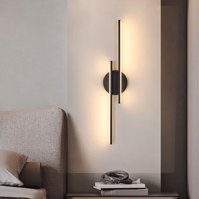 Pheashine Modern Black Linear LED Wall Light, 24W, 3000K Warm White, 60cm