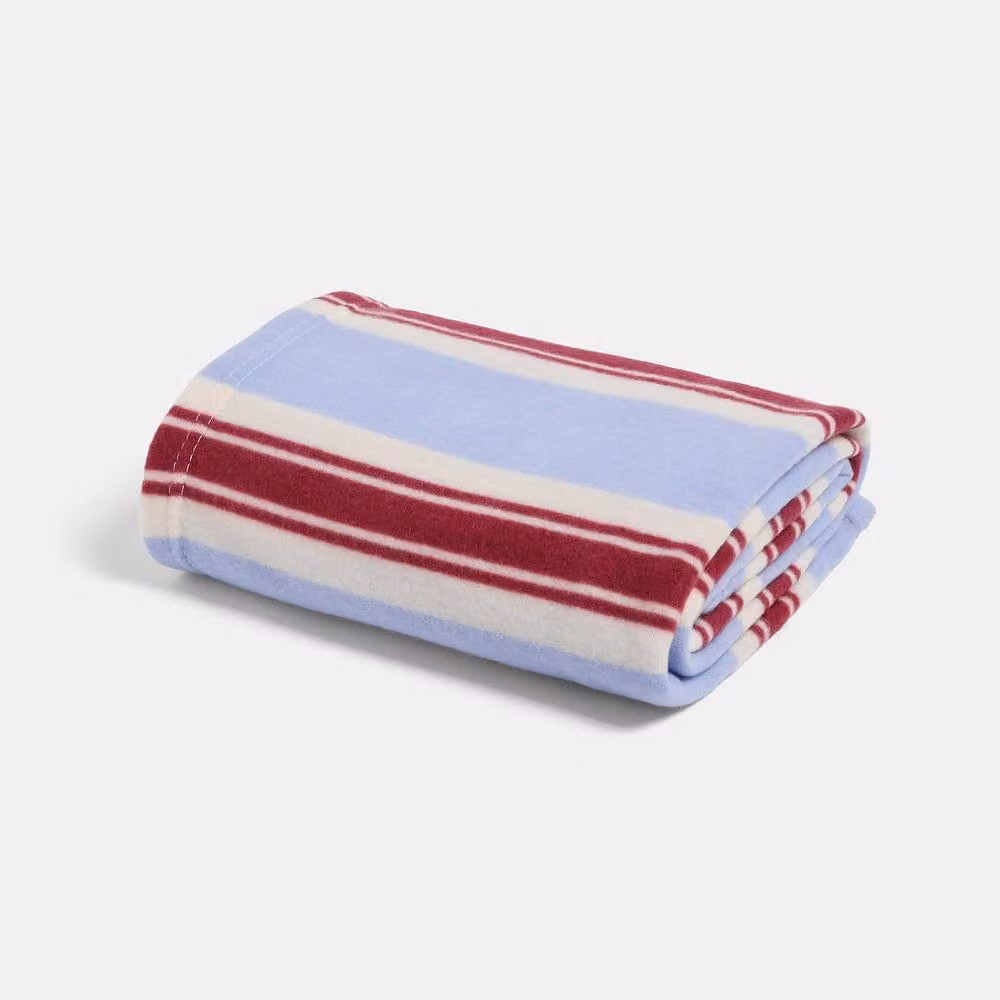 OHS Vintage Striped Polar Fleece Throw Blanket, Blue Multicolour, W: 120 cm, D: 150 cm – 2