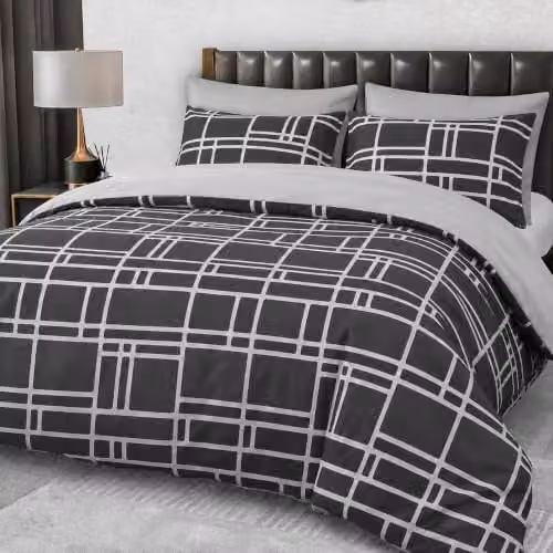 Pamposh Super King Reversible Duvet Set in Anthracite Grey, 3-Piece Hypoallergenic Brushed Microfibre Bedding Set with Zipper Closure, Duvet Cover 200 x 200 cm and Pillowcases 50 x 75 cm – 1