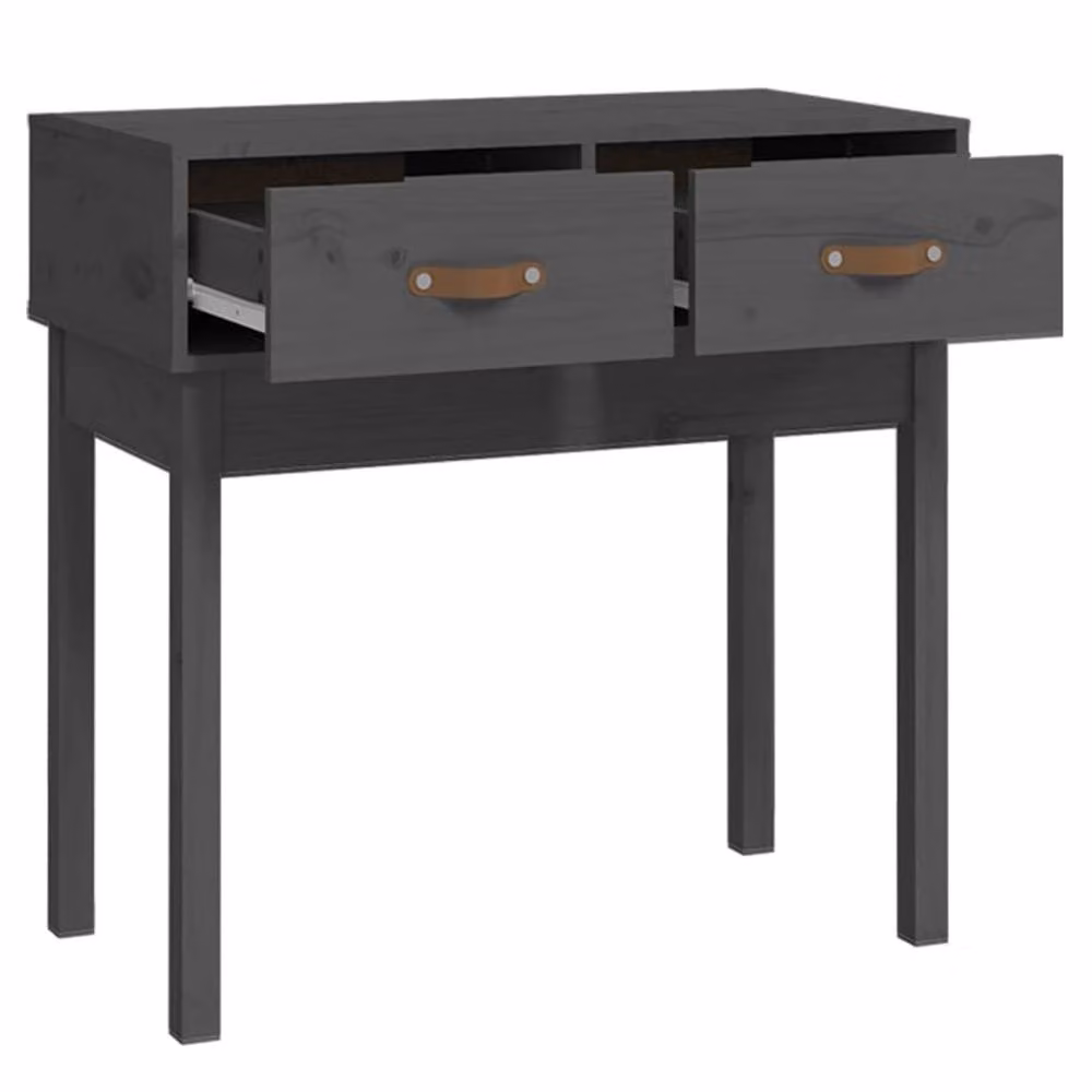 Berkfield Home Beautiful Grey Solid Pine Wood Console Table W: 76.5 cm, D: 40 cm, H: 75 cm – 3