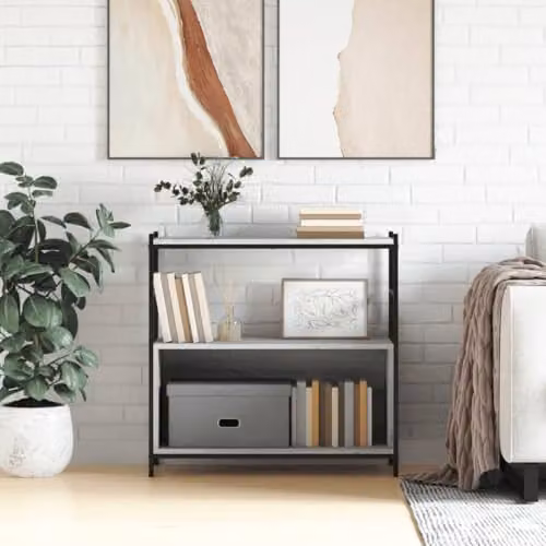 vidaXL Industrial Bookshelf in Grey Sonoma, W/D/H: 80 x 30 x 78.5 cm, Made of Engineered Wood and Metal – 2