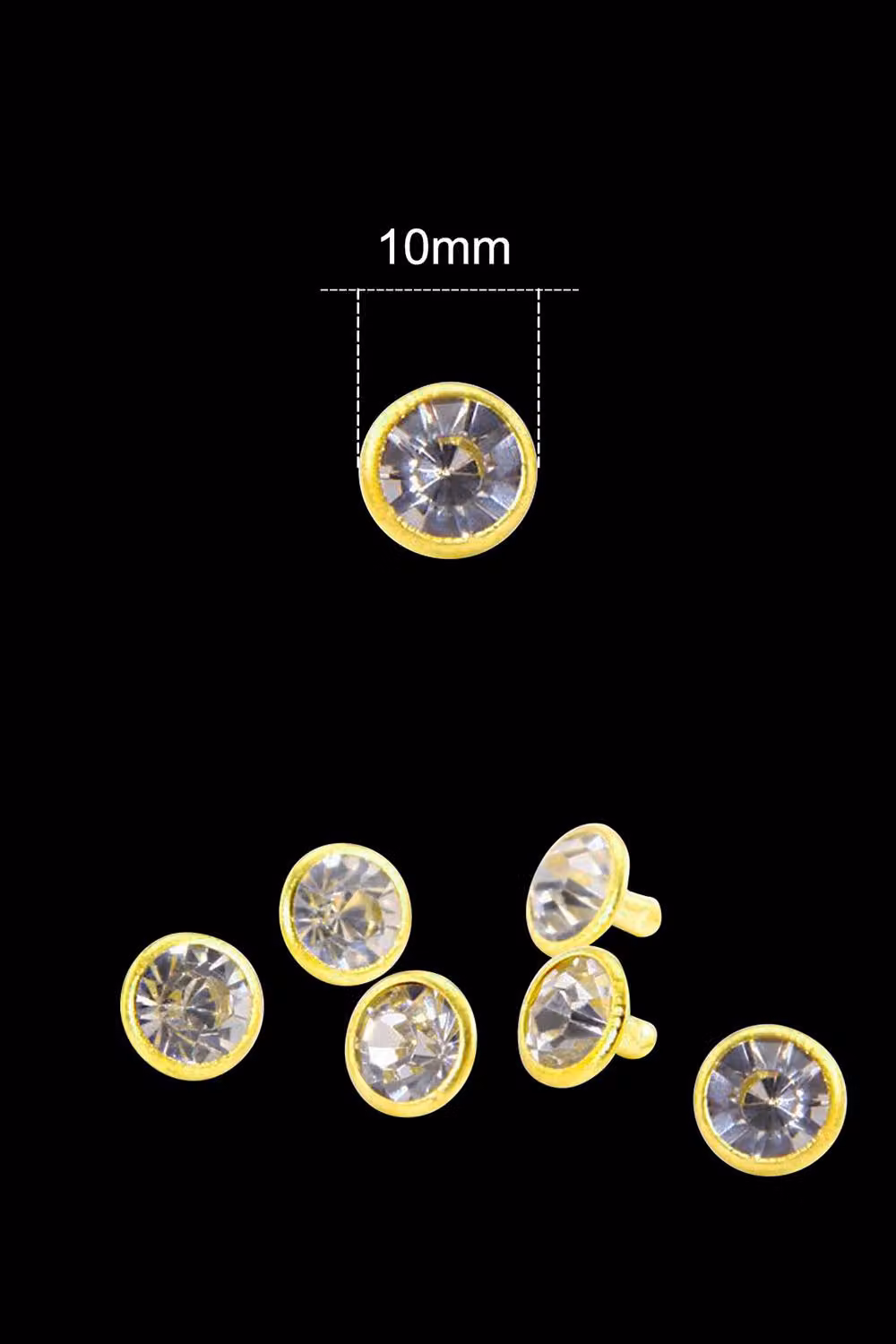 Neel Blue 10mm Flat Clear Crystal Rivets, Diamante Acrylic Studs with Gold Pins – 2