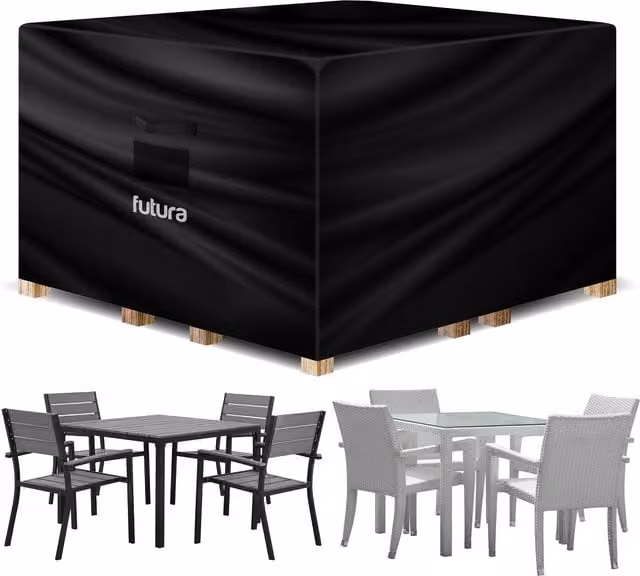 Futura Square Waterproof Garden Furniture Cover in Black, W/D/H: 200 x 200 x 90 cm
