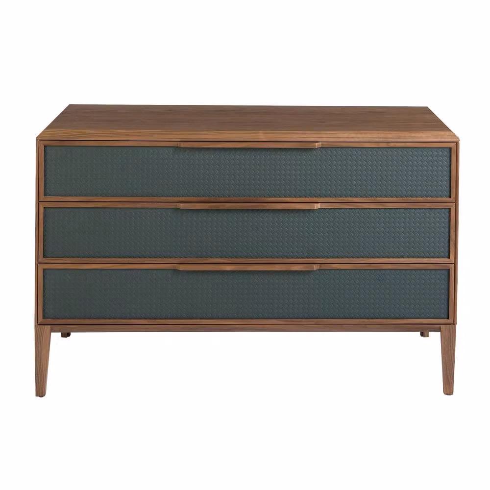 Angel Cerda Dark Green PVC Chest of Drawers with Walnut Legs and Soft Close Drawers – 2