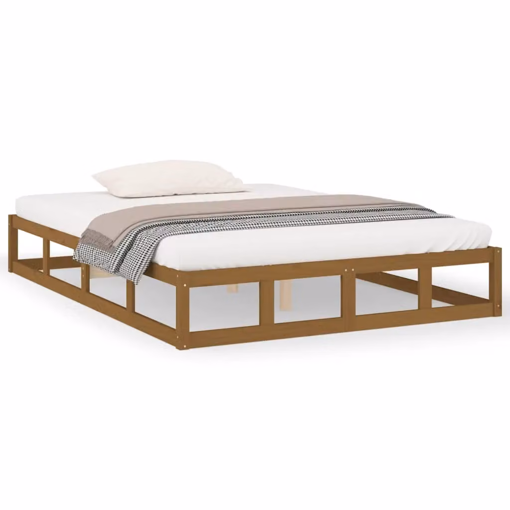 Berkfield Home King Size Solid Pine Wood Bed Frame, Brown, W: 150 cm, D: 200 cm – 2