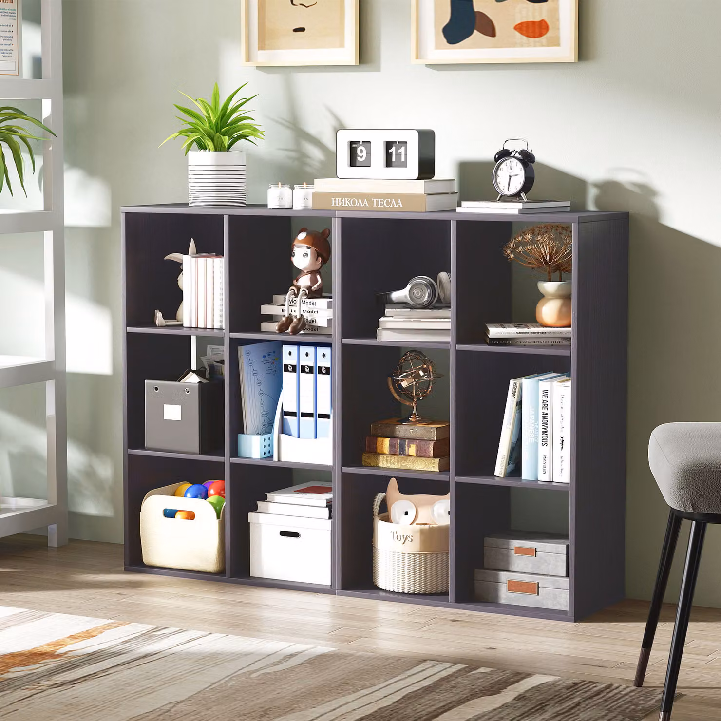HOMCOM 6-Cube Modern Bookshelf in Grey – 7