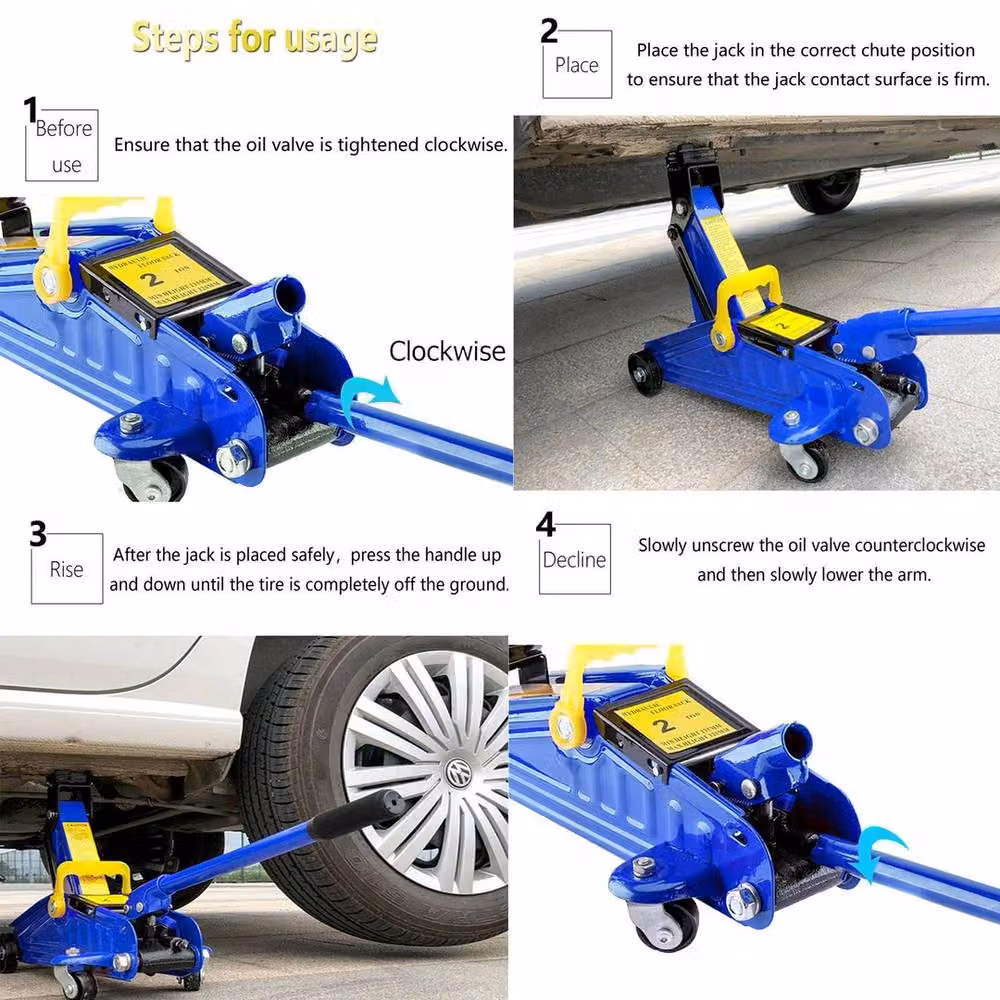 Nestlune 2 Tonne Heavy Duty Hydraulic Floor Trolley Jack in Blue, W: 1000 cm, D: 52 cm – 2