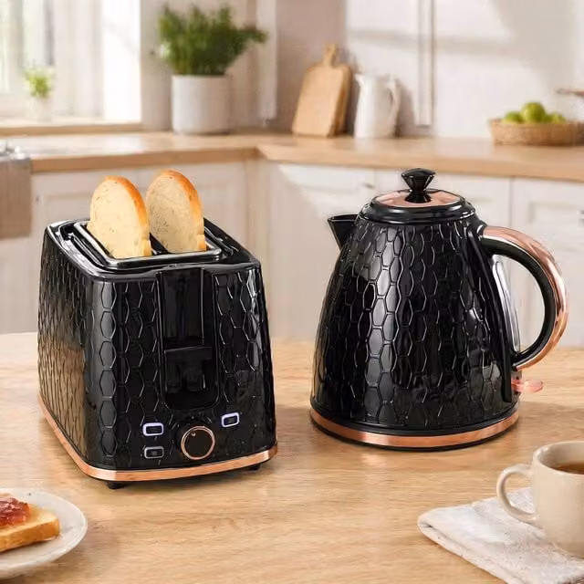 STILVORA Kettle and Toaster Set in Black