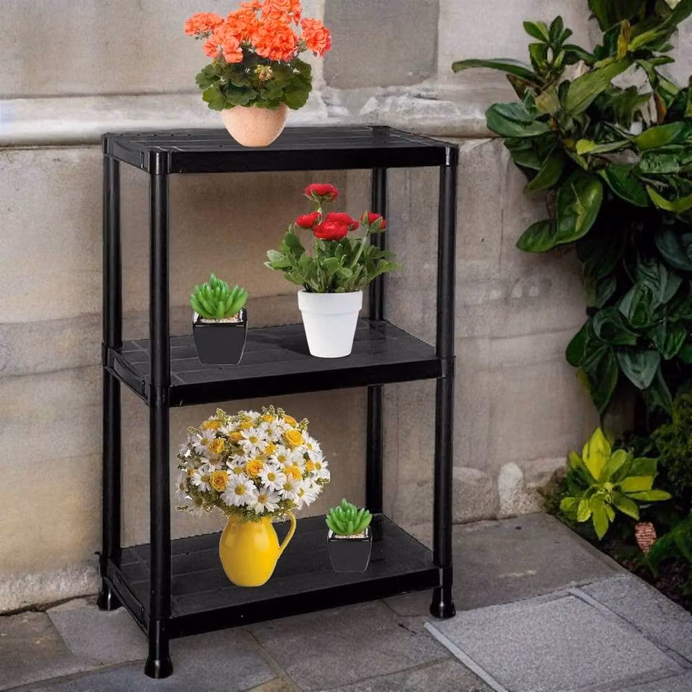 FORGEVIO Heavy Duty 3 Tier Plastic Garage Shelving in Black – 5
