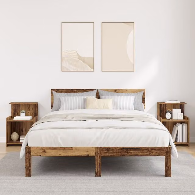 Berkfield Home Bedside Tables 2 Pack in Brown Old Wood, W/D/H: 40 x 35 x 60 cm