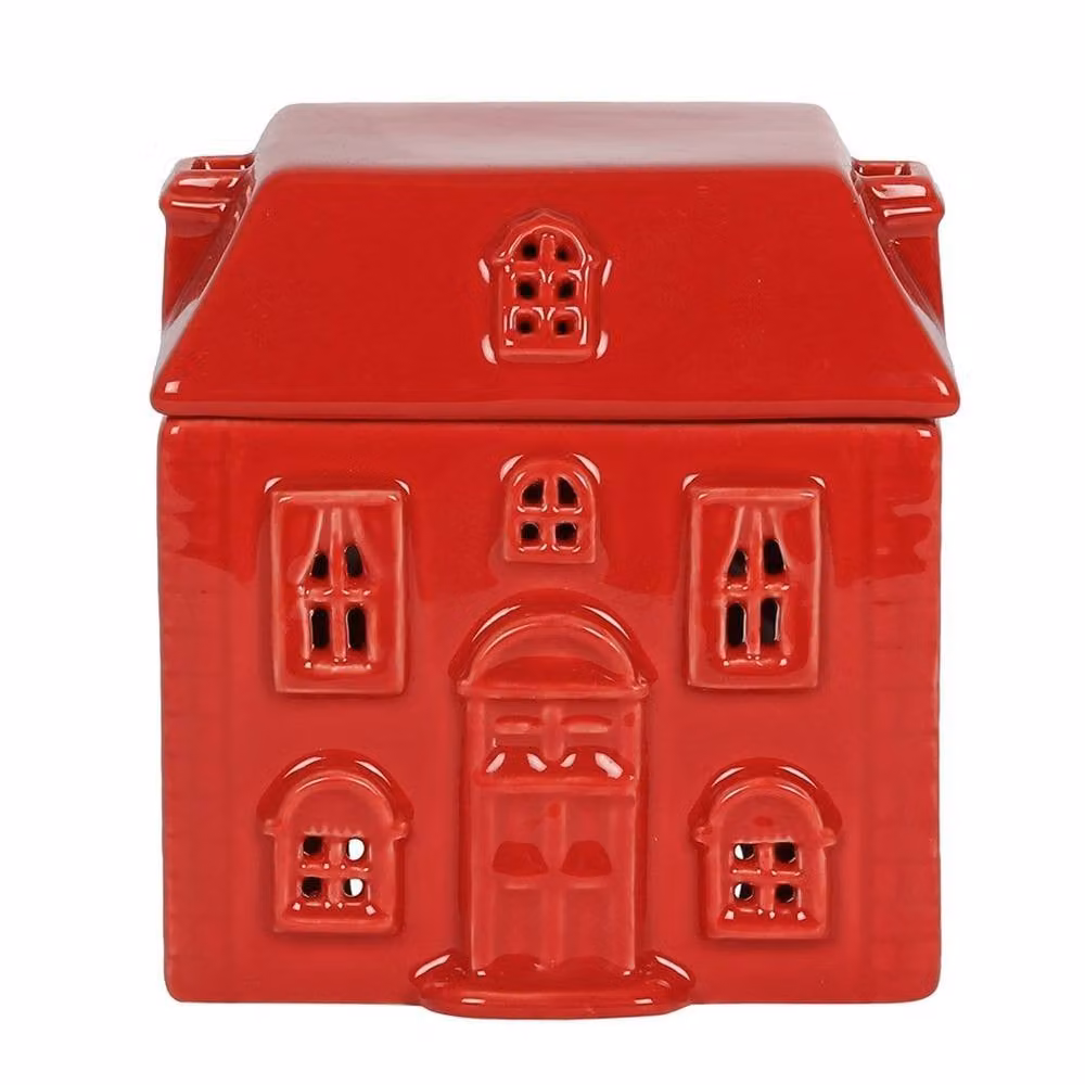 Uniqueful Red Ceramic House Oil Burner for Tealights – 3