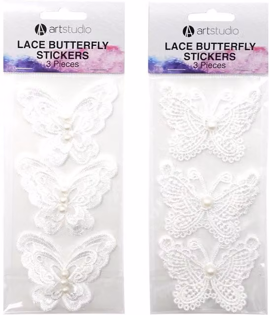 Art Studio White Lace Butterfly Sticker Sheet