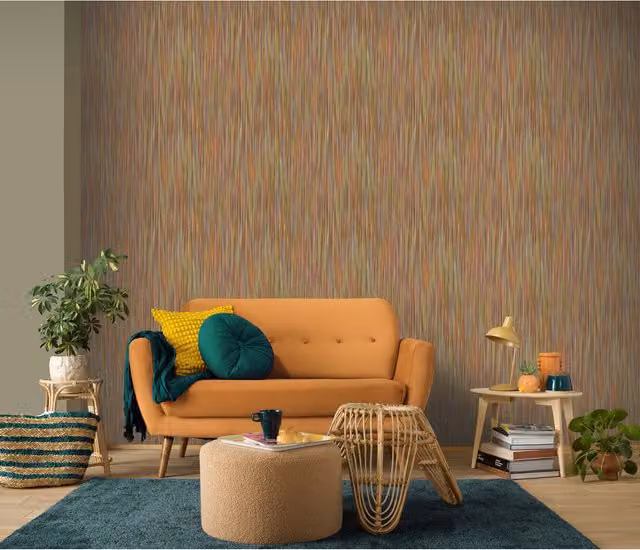 Erismann Silent Flow Pre-pasted Embossed Vinyl Wallpaper in Pink, Green and Multicolour Botanical Abstract Design