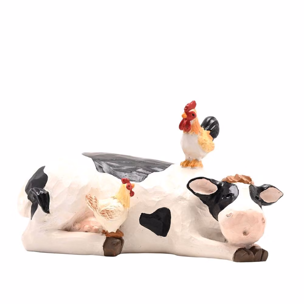 Country Living Rustic Resin Chicken and Cow Tabletop Ornament in White and Black – 2