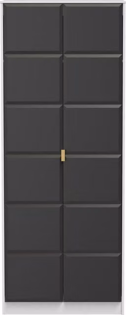 Ready Assembled 2 U Metro 2 Door Wardrobe in Matt Dark Grey with Gold Details – 1