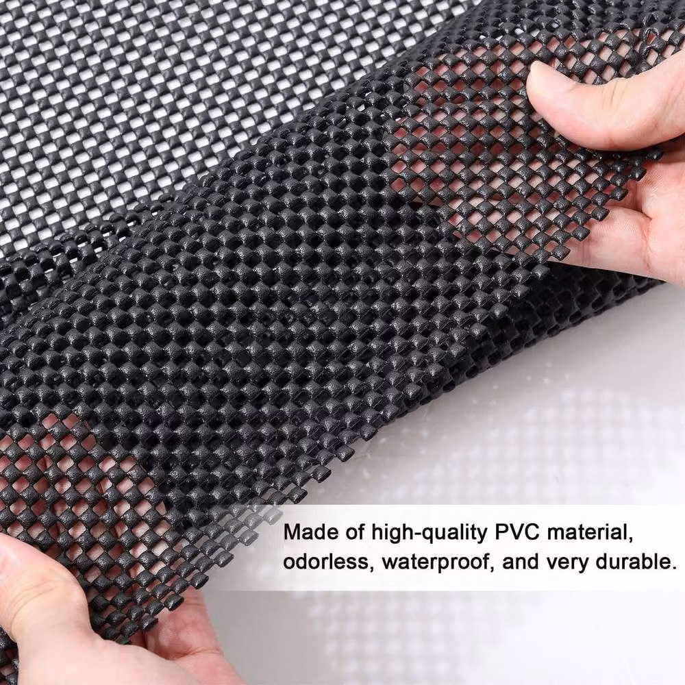 FLAVORA Black Anti Slip Mesh Rug Underlay W: 120 cm x D: 120 cm – 3