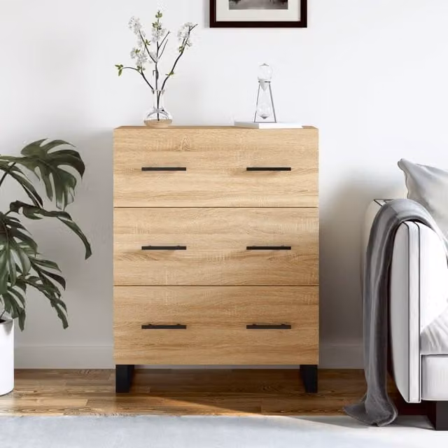 Berkfield Home Sonoma Oak Sideboard in Brown, W/D/H: 69.5 x 34 x 90 cm