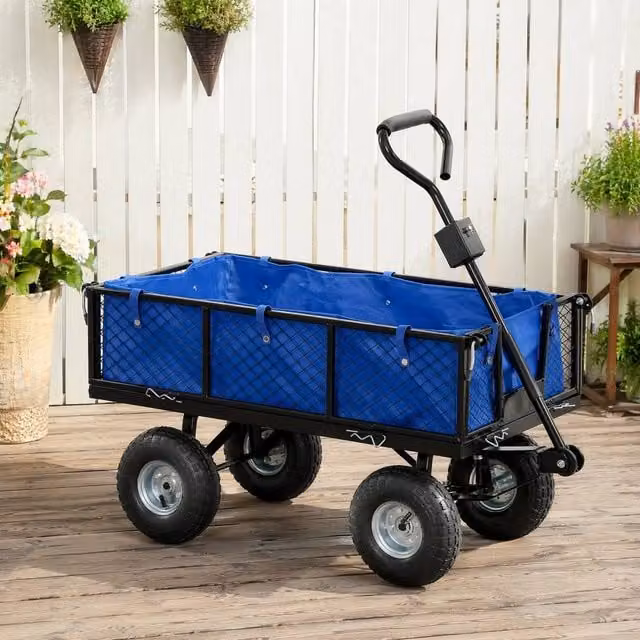 STILVORA Garden Trolley with Removable Sides, Blue, 114L – 1