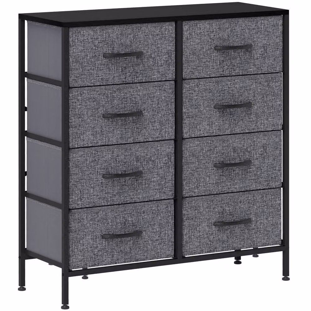 Wyld Haus Sarofi 8 Drawer Fabric Chest with Steel Frame, Black and Grey – 2