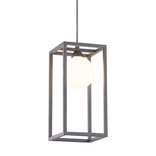 Italux Netlighting Industrial and Retro Grey Hanging Pendant Light with Glass Shade and G9 Bulb Holder