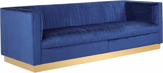 Orsina 3 Seat Blue Velvet Upholstered Sofa