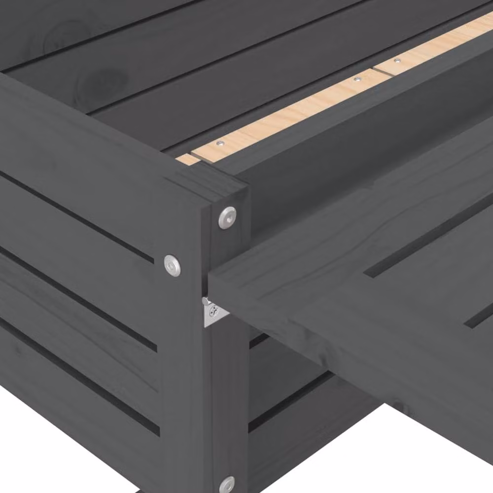 Berkfield Home Garden Planter with Folding Tabletop in Grey Solid Wood Pine, W/D/H: 73.0 x 75.0 x 84.0 cm – 8