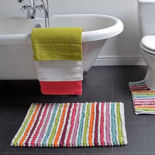 Allure Bath Fashions Striped Chunky Bobble Bath Mat, Multicolour, W: 50 cm, D: 80 cm – 5