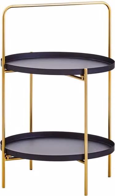 Interiors by Premier Two Tier Round Metal Side Table in Black and Gold