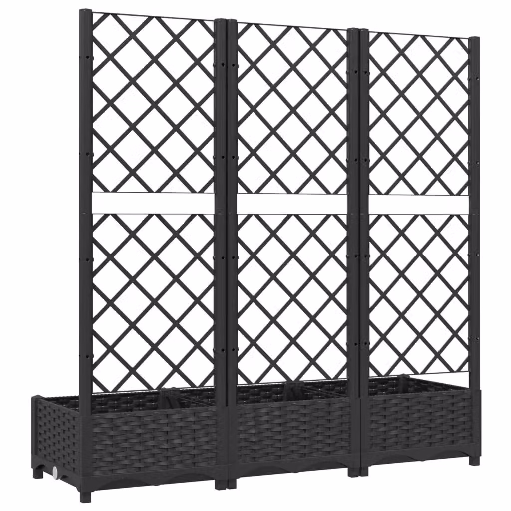 Berkfield Home Garden Planter with Trellis, Black, W/D/H: 120 x 40 x 121.5 cm – 5