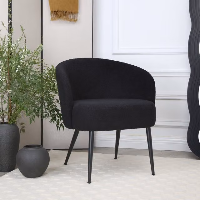 Home Garden Direct Comodo Armchair in Black Bouclé Fabric