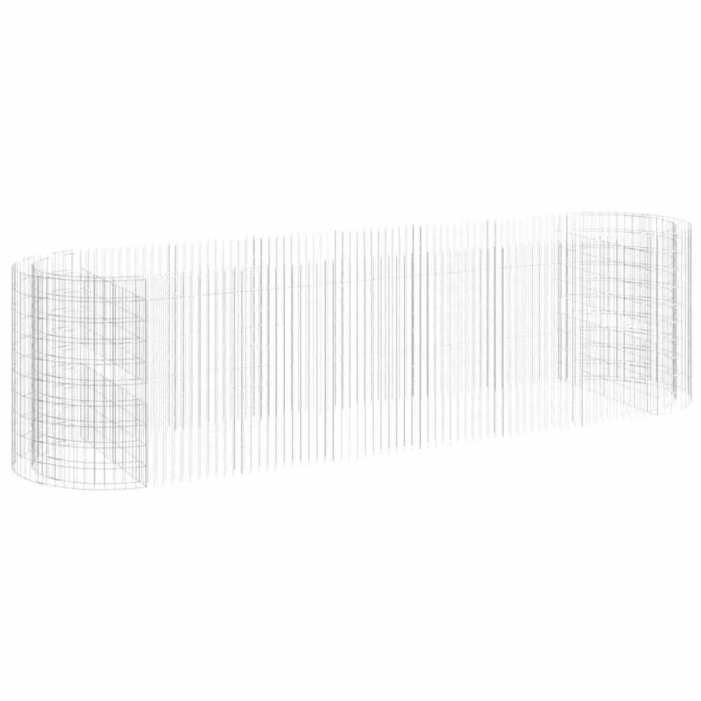 Berkfield Home Silver Galvanised Steel Stone Gabion Raised Bed, W: 400 cm, D: 100 cm, H: 100 cm – 2