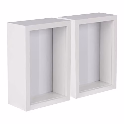 Nicola Spring Modern Rectangular 3D Deep Shadow Box Photo Frame, White, Set of 5, W/H: 10.16 x 15.24 cm – 1