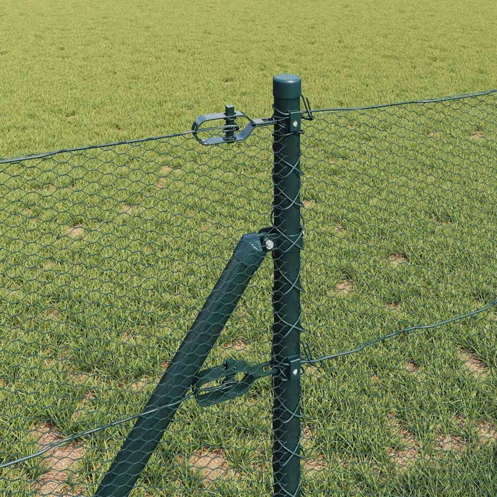 Berkfield Home Green Powder-Coated Steel Hexagon Fence, W: 0.6 m, L: 10 m – 4