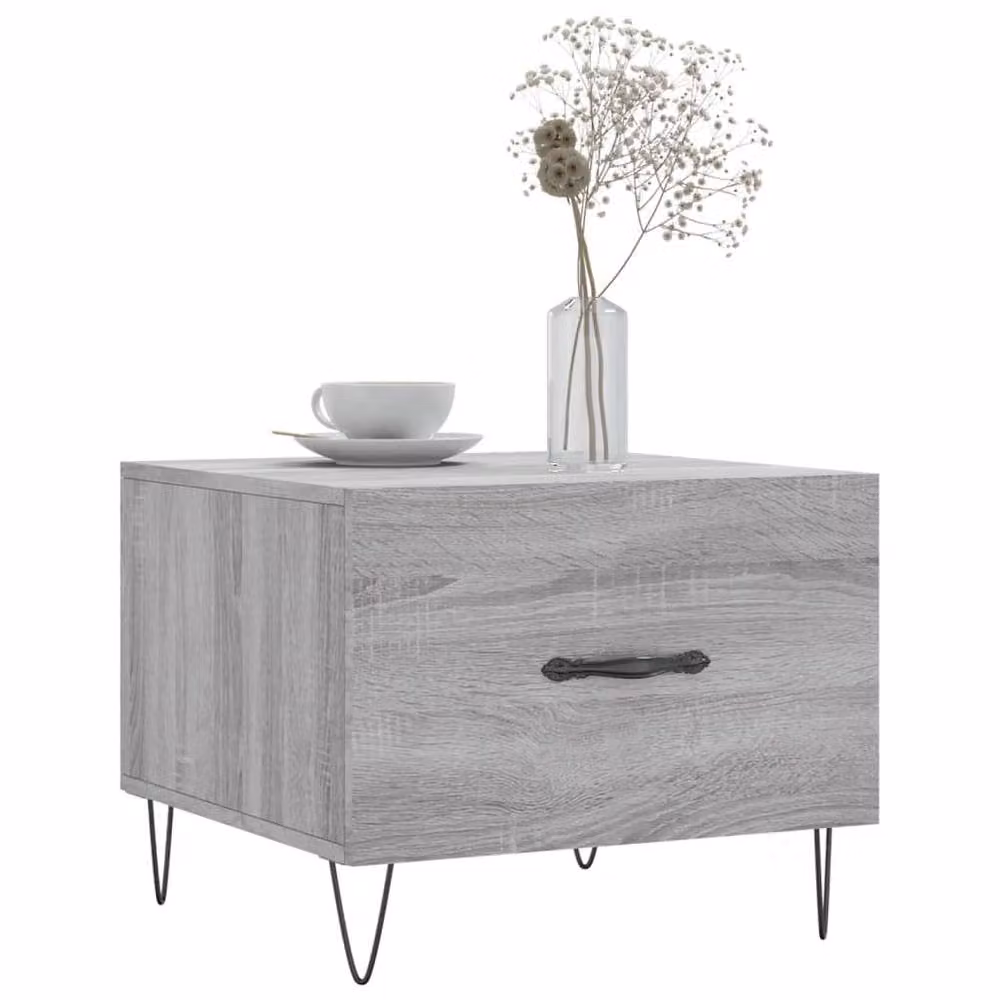 Berkfield Home Set of 2 Grey Sonoma Coffee Tables in Engineered Wood, W/D/H: 50 x 50 x 40 cm – 2
