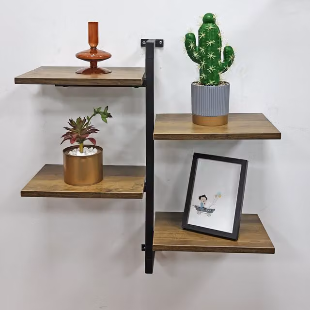Spot On Dealz 4 Tier Vertical Floating Wall Shelf in Black