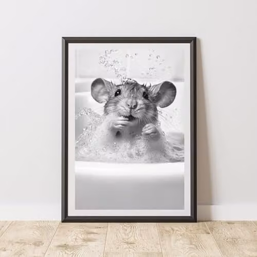 60 Second Makeover Mouse In The Bath Animal Print Paper Poster, A4
